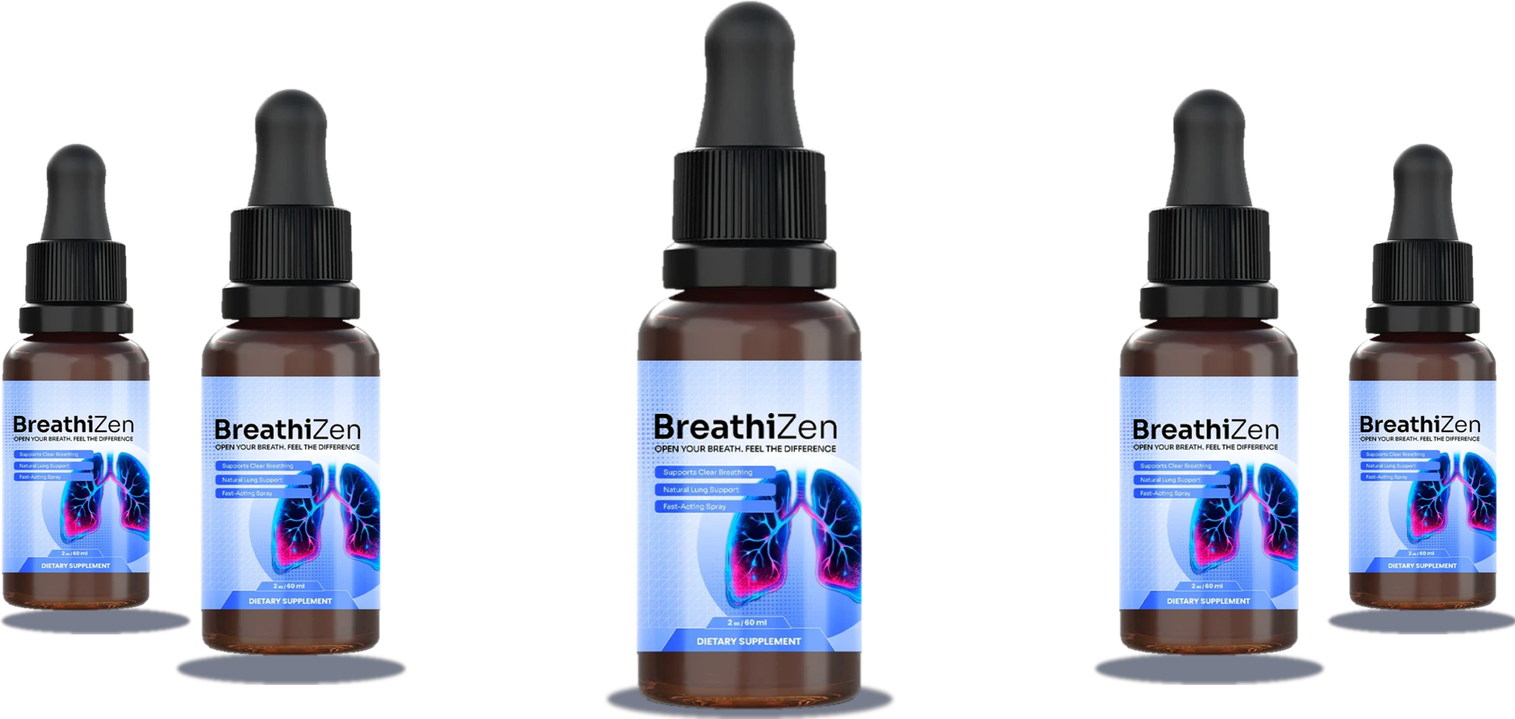 Bottles of BreathiZen daily lung wellness spray