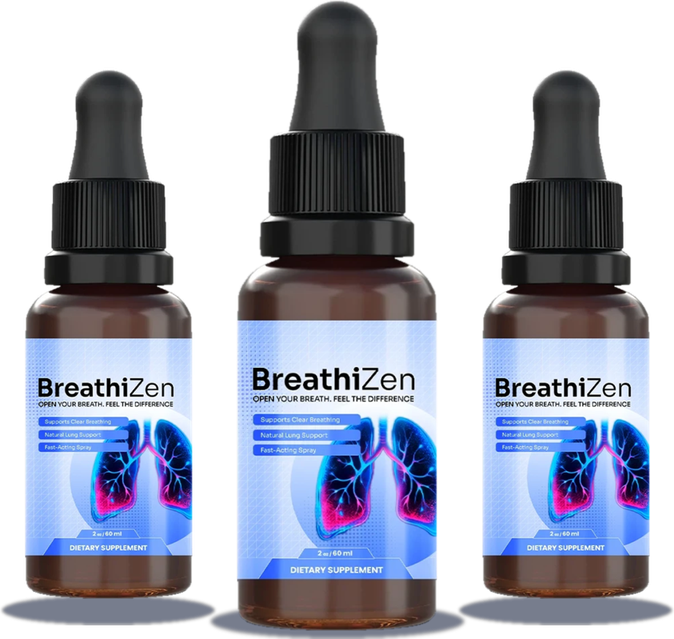 Three bottles of BreathiZen daily lung wellness spray